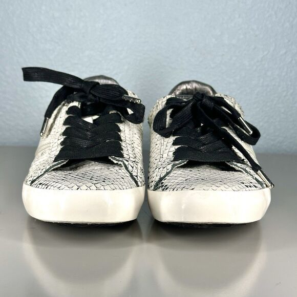 ZADIG & VOLTAIRE Neo Keith Snakeskin Embossed Leather Sneakers White Size 37 - Picture 2 of 16